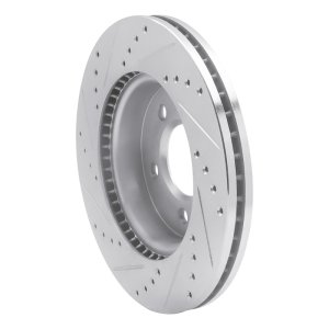 Volkswagen AMAROK Brake Rotor (1) - Front Right - R1 Concepts - Drilled & Slotted - Silver - `10-`17